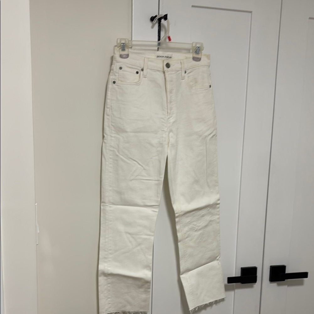 Denim Forum Cream Straight Leg Jeans
